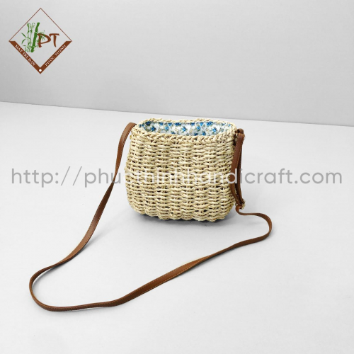 Grass Bag With Leather Strap